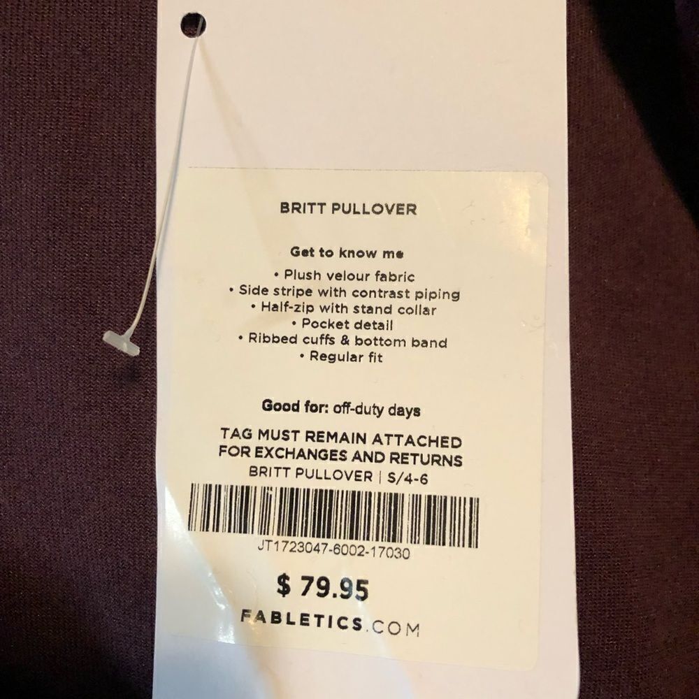 NWT! Fabletics Britt pullover. 1/4 zip & velour.‎ - Picture 3 of 14